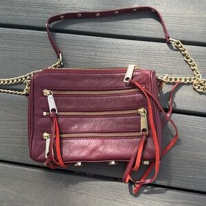 Chic Brown and Gold Crossbody Bag with Chain Strap